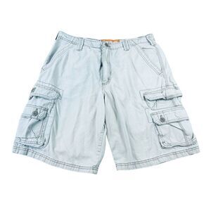 Lee Dungarees Cargo Shorts‎ Mens 34 Beige Khaki Pockets Utility Y2K